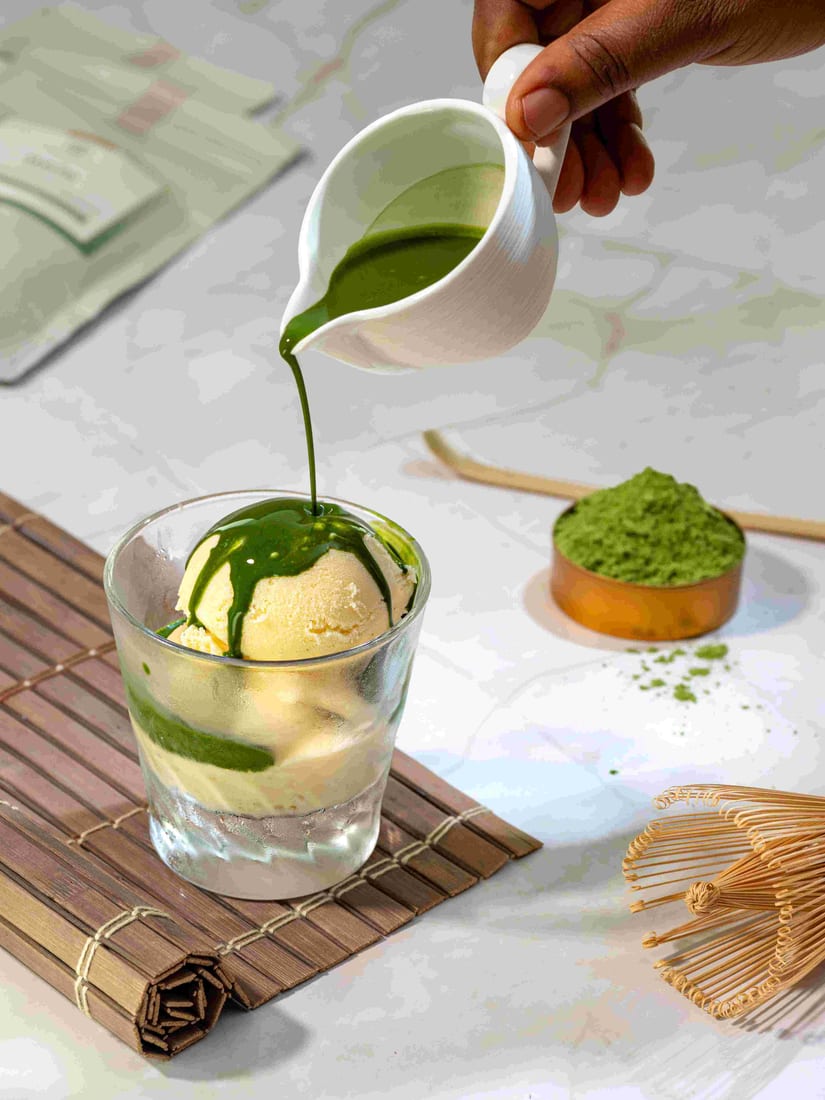 Matcha affogato with Japanese gelato